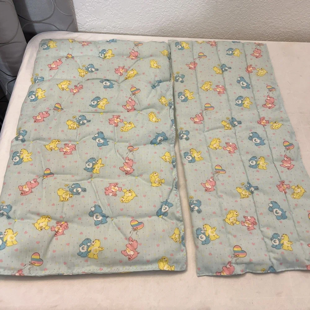 Care Bears Handmade Baby Doll Quilts Pillows Vintage 1980's Blue Heart‎ Balloon